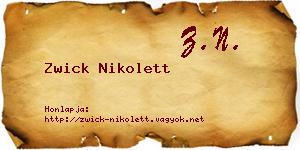 Zwick Nikolett névjegykártya